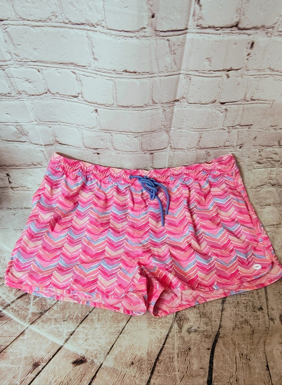Vineyard Vines Performance Women's XL Pink Chevron Blue Drawstring Running Swim